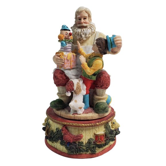 Three Hands Corp Santa's Workshop w/Little Boy & Puppy Musical Figurine 9 1/2" - Picture 2 of 6